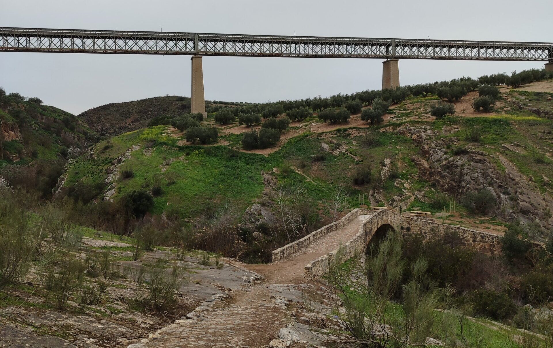 Puente romano y Pontón en el río Víboras y la Vía Verde del Aceite